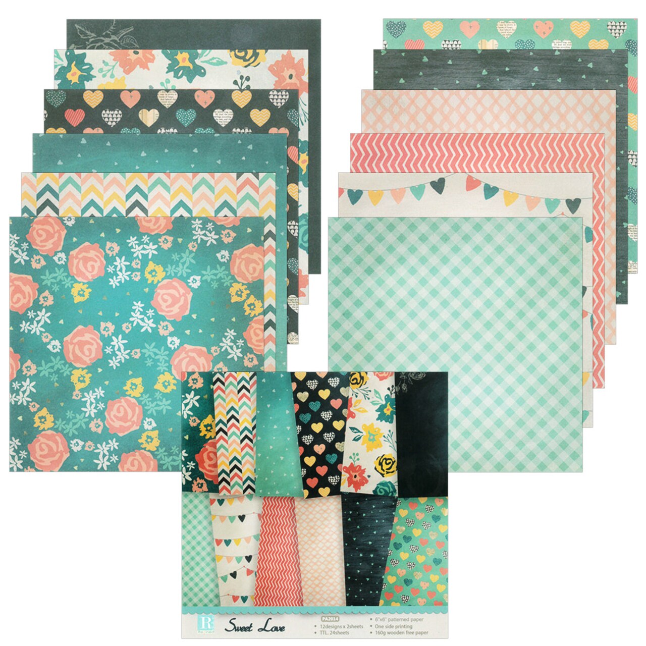 Wrapables 6x6 Decorative Single Sided Scrapbook Paper for Arts